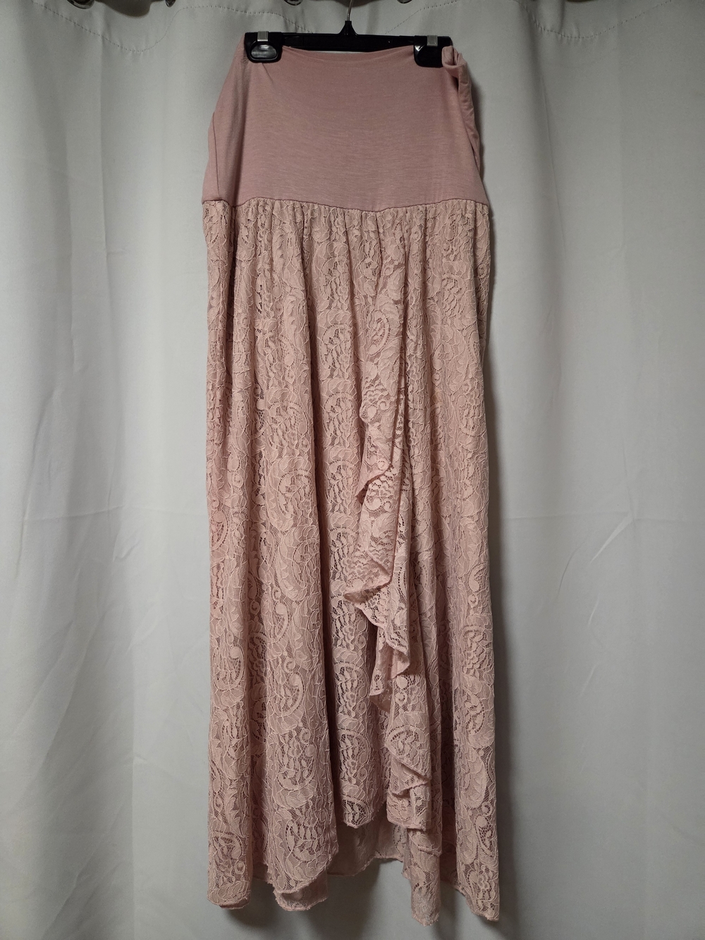 NWT Paisley Vine Dusty Rose Lace Asymmetrical Ruffle Skirt - Size L